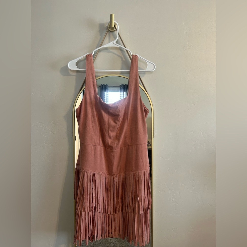 Trixxi Blush Fringe Mini Dress